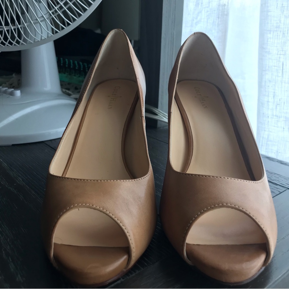 Cole Haan Women's Brown Peep Toe Heels